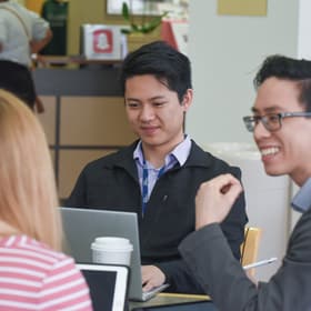 students at a table