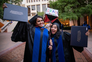 Drs. Bandarigoda Somatilaka and Shruthy Suresh Aggarwal celebrate after commencement exercises.