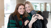 Anna Buford, M.D., (left) and Katherine Lake, M.D., take a selfie to remember the day.