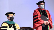W. P. Andrew Lee, M.D., Executive Vice President for Academic Affairs, Provost, and Dean of UT Southwestern Medical School (left), and Daniel K. Podolsky, M.D., President of UT Southwestern
