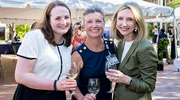 From left, Nicole Baxley, M.A., Manager of Internal Communications, Office of Human Resources; Suzanne Farmer, Ph.D., Assistant Vice President, Talent Development; and Jenny Doren, M.B.A., M.S., Vice President for Communications, Marketing, and Public Affairs, celebrate a job well done by teams involved in planning the event.