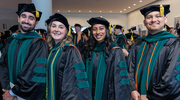 From left: Juan Tellez, M.D., Lauren Templeton, M.D., Roshni Thachil, M.D., and Jesus Sotelo, M.D., wait for the festivities to begin.