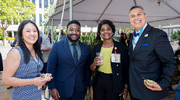 From left, Nancy Nelson, Talent Sourcing Partner; Cardell Velez, M.B.A., Associate Vice President, Health System Operations and Imaging Services; Archana Cronjaeger, M.S.E.E., Assistant Vice President, Hospital Facilities; and David Nelson, Senior Program Coordinator, Talent Development, enjoy great food and conversation.