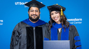Genetics, Development and Disease graduate Heankel Lyons, Ph.D., (right) is supported by mentor Benjamin Sabari, Ph.D., Assistant Professor in the Cecil H. and Ida Green Center for Reproductive Biology Sciences and of Molecular Biology and Obstetrics and Gynecology.
