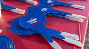 UTSW fans help walkers cool down on a warm Dallas morning.