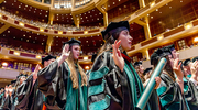 The monumental moment includes reciting the Physician’s Oath. At front center is Viviana González, M.D., and behind her is Sarah Gibson, M.D., M.P.H.