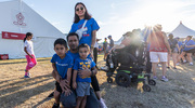 A family shows off their UTSW spirit.