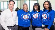 From left: Josue Alicea from the Clinical and Translational Science Award (CTSA) Program as well as Erica Adkins, Wonda Tippit, and Ashley Frazier from the Office of Institutional Compliance & Audit Services circle take a moment for a group photo.