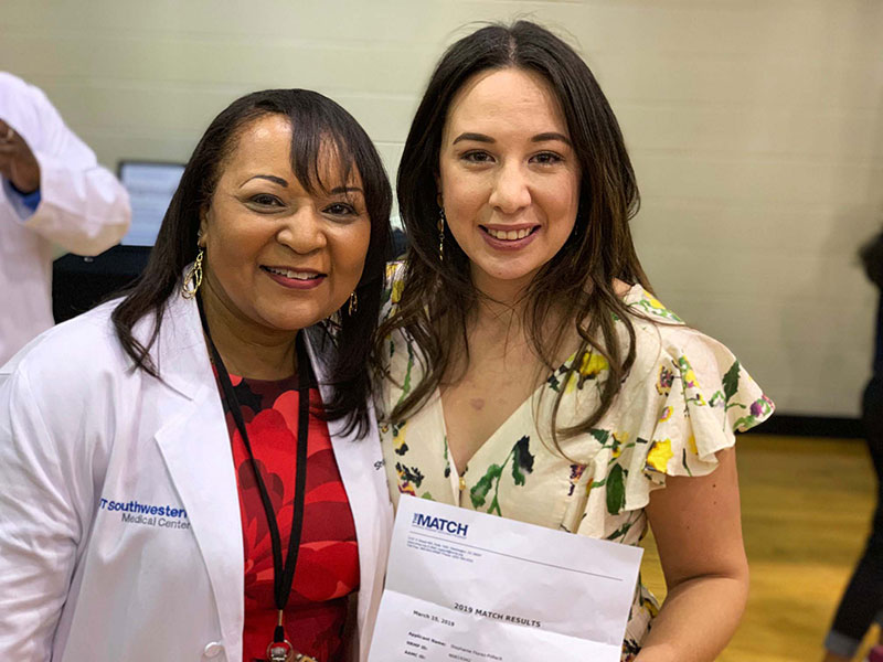 Graduating senior Stephanie Florez-Pollack with Dr. Shawna Nesbitt, Associate Dean in the Office of Student Diversity and Inclusion Stephanie Florez-Pollack with Dr. Shawna Nesbitt