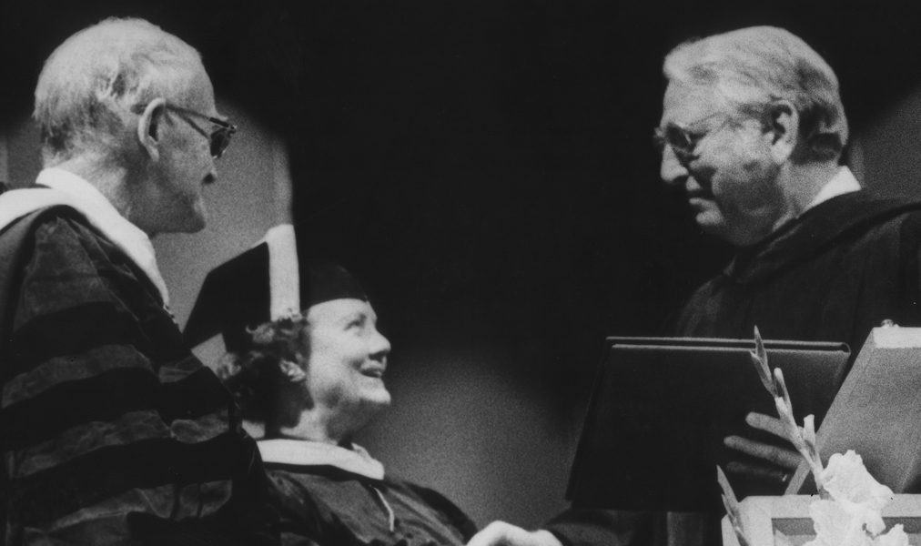 Cecil and Ida Green accepting a tribute from Dr. Sprague in 1972 Cecil and Ida Green accepting a tribute from Dr. Sprague in 1972