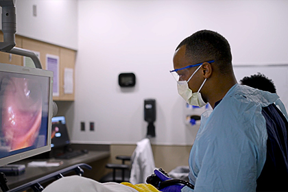 several patient providers around a patient during an endoscopic procedure