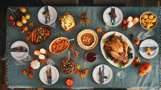 a table of thanksgiving food