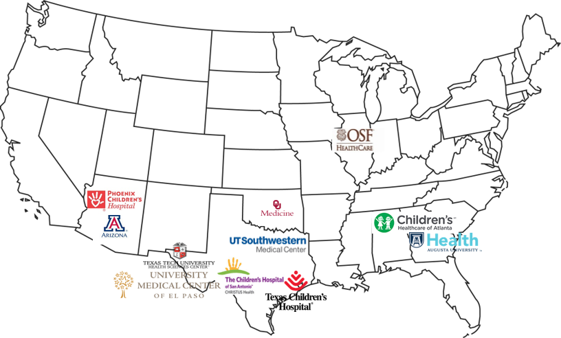 Past Fellows Map showing past fellows in Arizona, Texas, Georgia, Oklahoma, and Illinois.