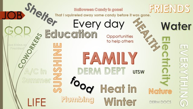 Word cloud of grateful terms