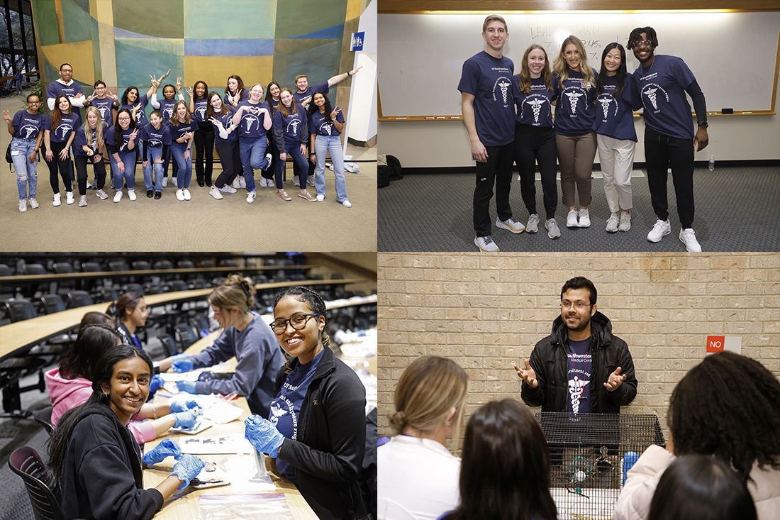 HPREP students learn total blood pressure. Collage of four photos of HPREP students posing for the camera and attending workshops
