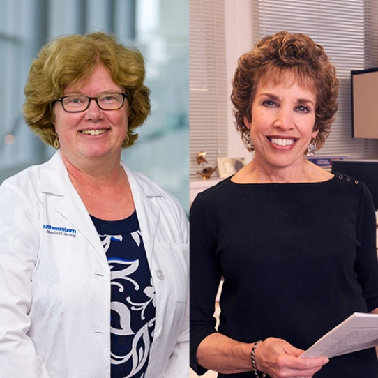 side by side headshot of In Memoriam members Sharon Reimold and Carole Mendelson