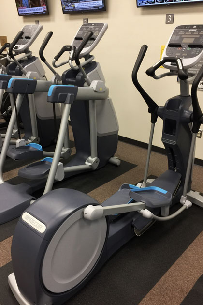 Elliptical machines in the Student Center. Elliptical machines in the Student Center