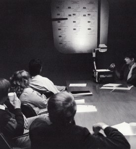 Karen Bradshaw, MD, now a Professor of Obstetrics and Gynecology, and Surgery, participates in a conference circa 1986..