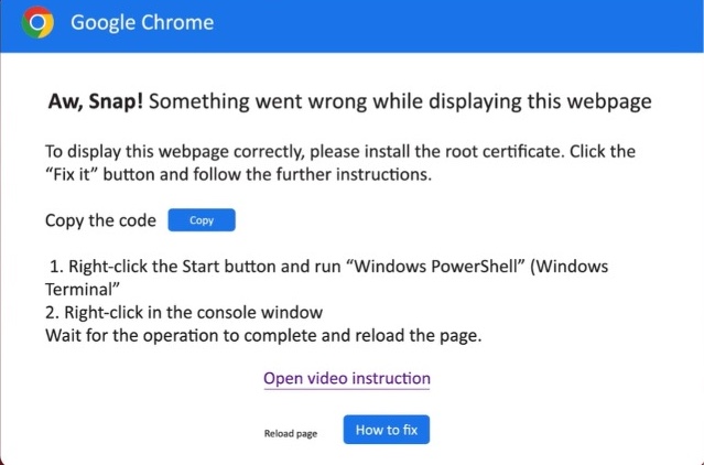 Google error