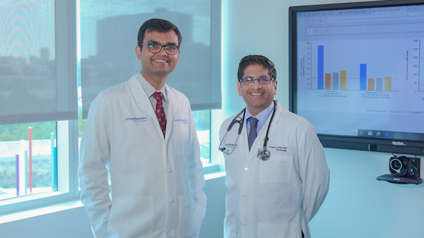 Dr. Ambarish Pandey and Dr. Parag Joshi believe some patients at risk of heart disease could be helped by a biomarker blood test. Dr. Ambarish Pandey and Dr. Parag Joshi