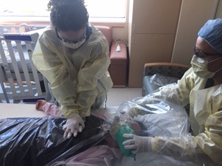 Study co-author Volk participating in a CPR simulation