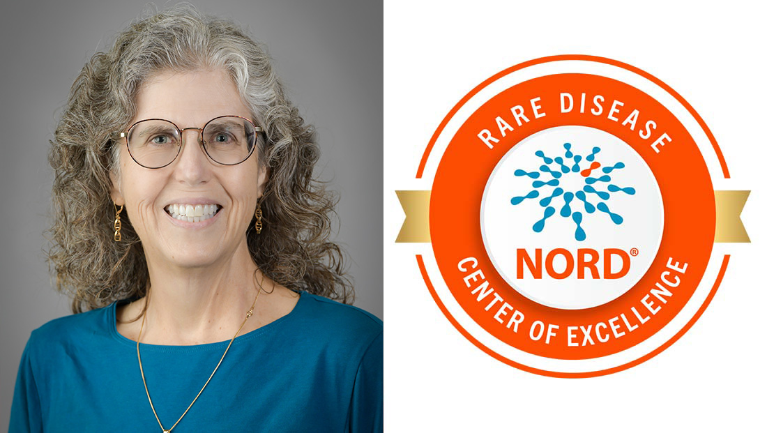 Angela Scheuerle, M.D. and NORD badge Photo of Angela Scheuerle, M.D. and NORD badge