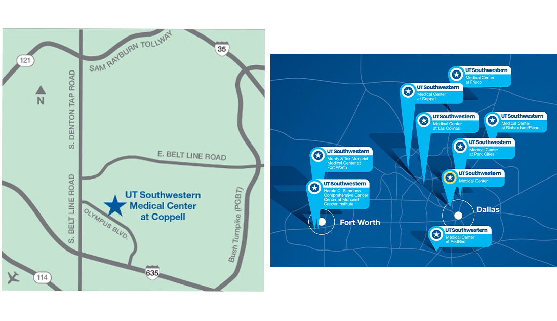 Map of UT Southwestern Medical Center at Coppell