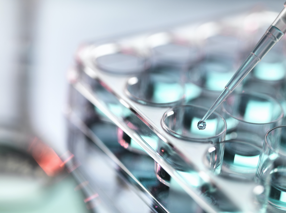 Pipetting sample into multi well tray