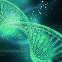 Digital image of a green DNA strand