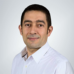 Dr. Diego Perez-Tilve wearing a white shirt on a white background